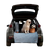 dog over a mat in a car 