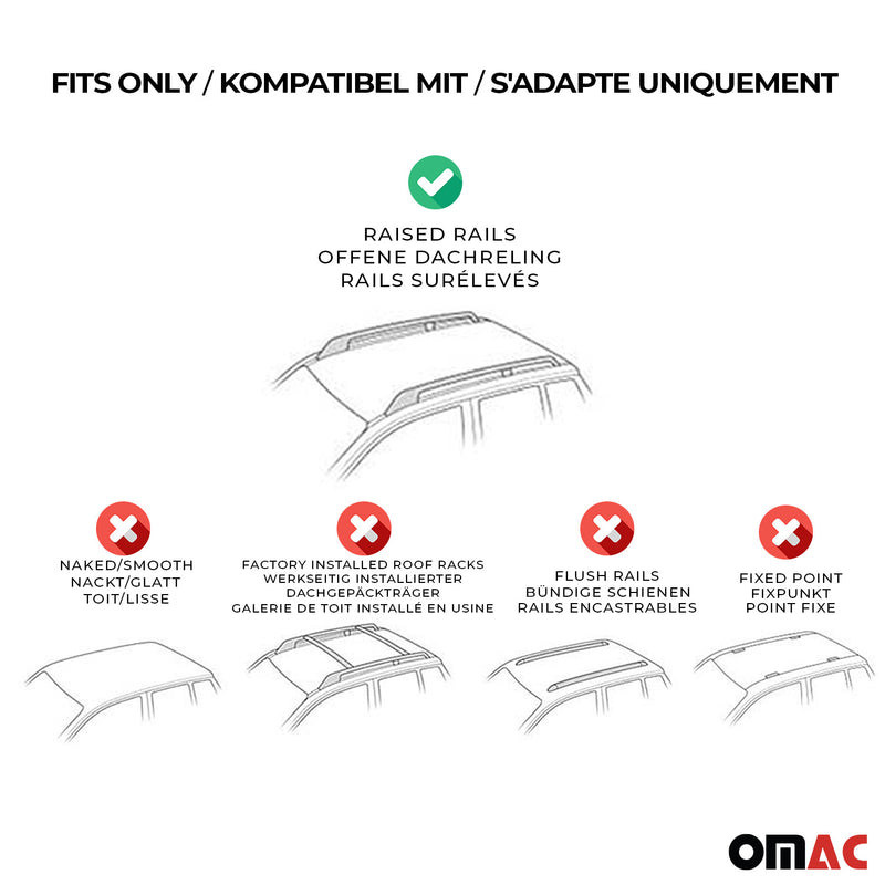 2009-2015 Mercedes GLK Class X204 Roof Racks Cross Bars Silver