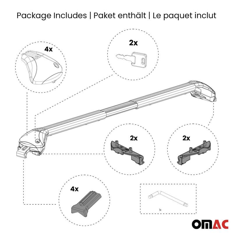 2015-2024 Porsche Macan Roof Rack Cross Bars Silver