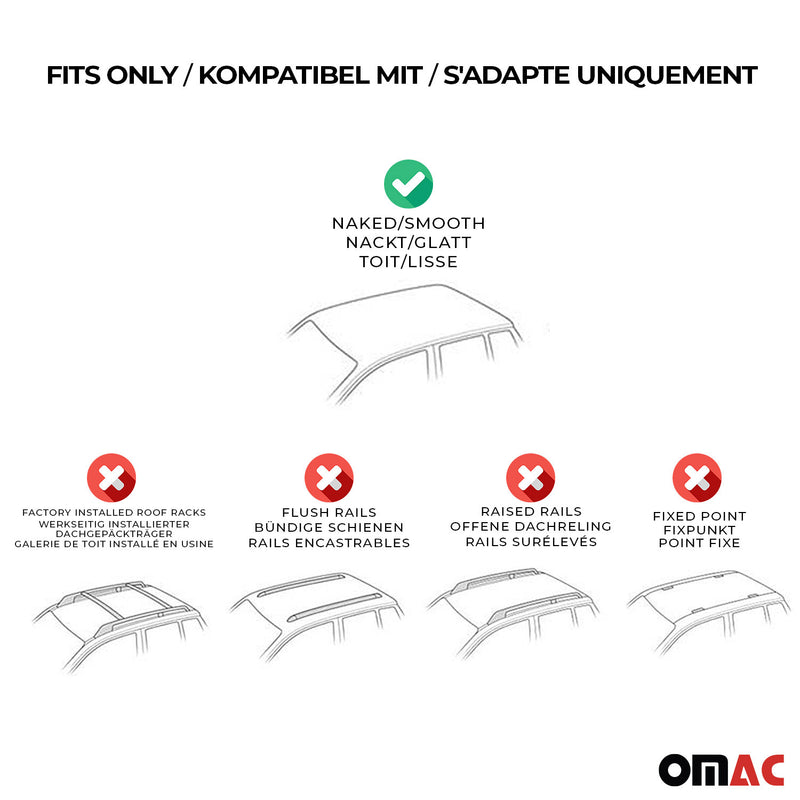 2006-2013 Audi A3 Sportback Roof Rack Cross Bars Black