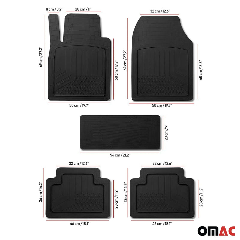 Semi-Custom fit Floor Mats Liner All Weather for Honda Civic Black Waterproof 5x