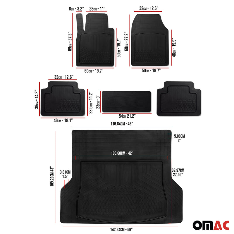 2019-2024 Toyota RAV4 Semi-Custom fit Floor Mats & Cargo Liner Black 5Pcs