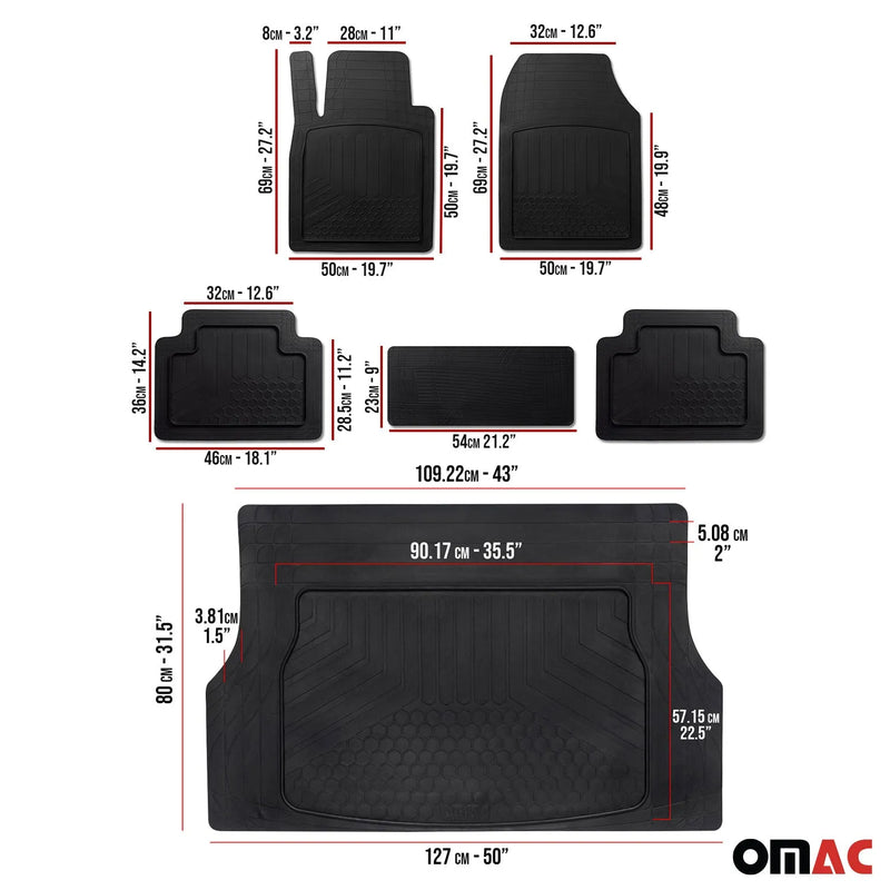 Mazda 6 Semi-Custom fit Floor Mats & Cargo Liner Waterproof Rubber Black 6Pcs