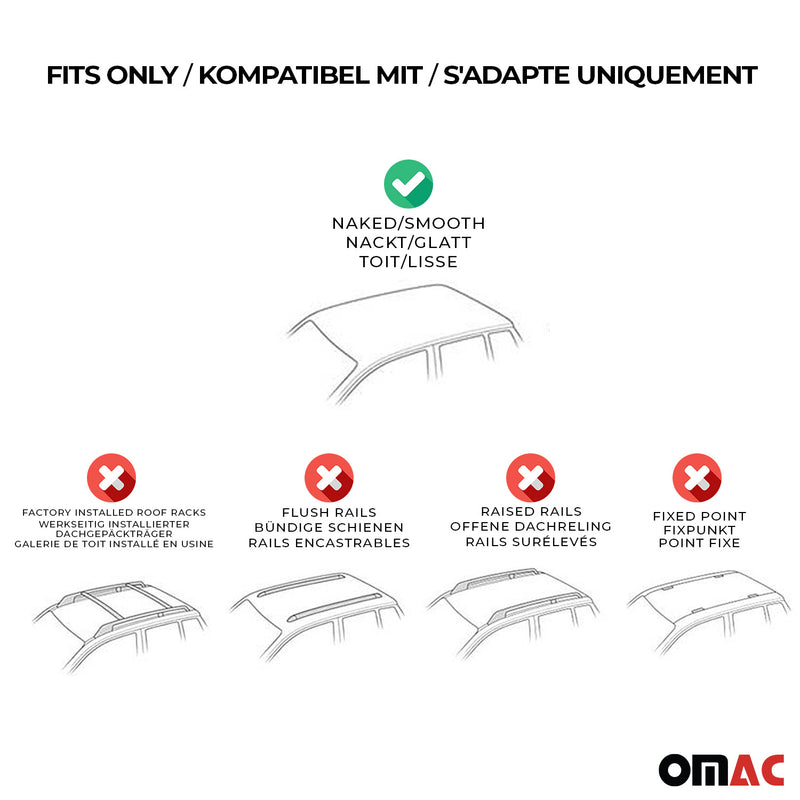 2015-2021 VW Golf Mk7 Roof Racks Cross Bars Silver