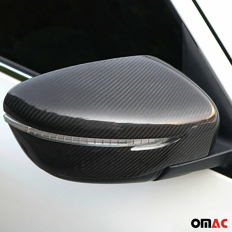 2017-2021 Nissan Qashqai Side Mirror Cover Caps Carbon Fiber Black 2Pcs