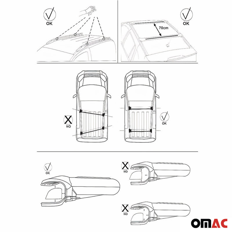 2010-2015 VW T5 Transporter Roof Rack Cross Bars 3Pcs Silver