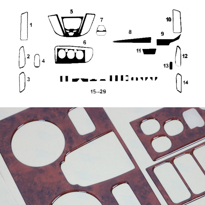 2015-2024 Ford Transit Wooden Look Dashboard Console Trim Kit 30 Pcs