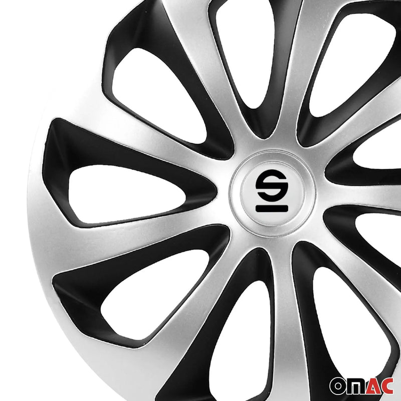 Sicilia Hub Caps Wheel Cover 14" Silver & Black Full Set 4 pcs.