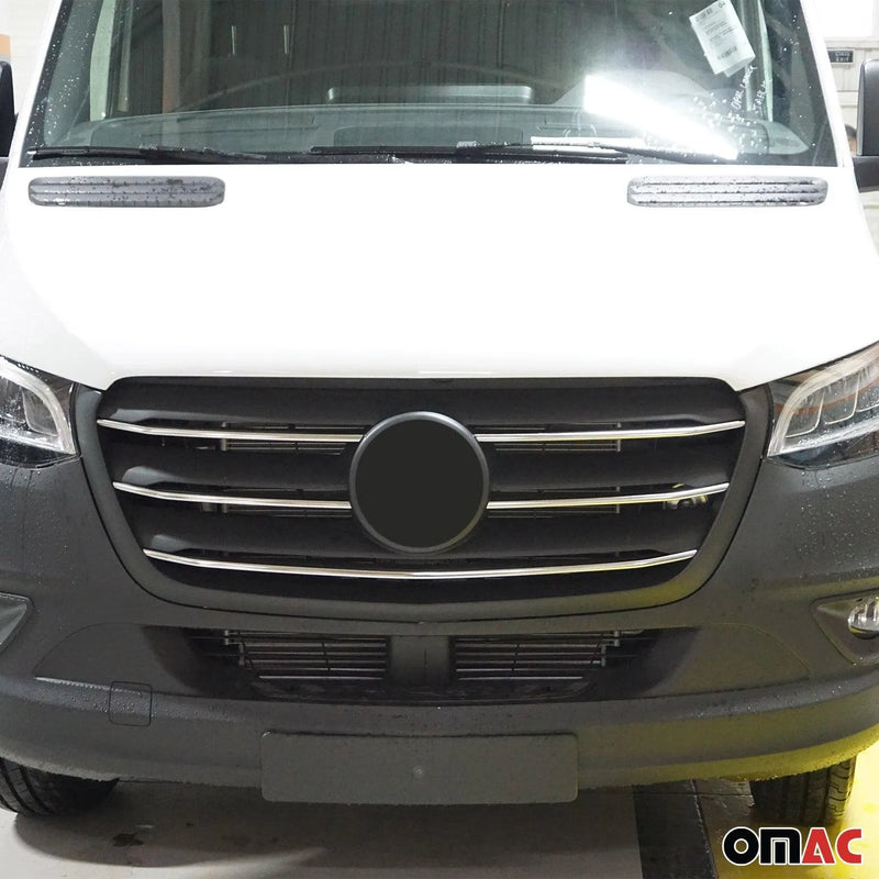 2019-2024 Mercedes Sprinter W907 910 Front Bumper Grill Trim Brushed Steel