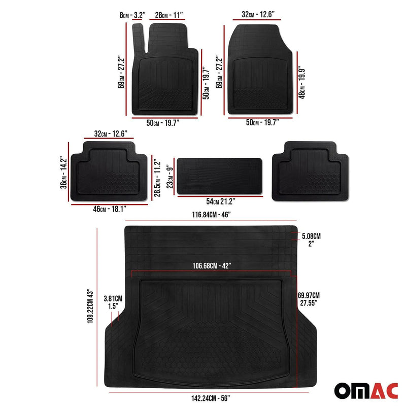 2022-2024 Rivian R1S Semi-Custom fit Floor Mats & Cargo Liner Black 5Pcs