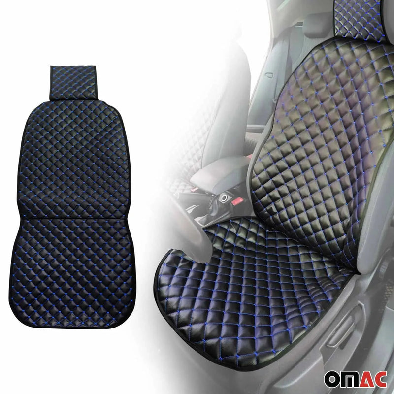 Alfa Romeo Leather Breathable Front Seat Cover Pads Black Blue 1Pc