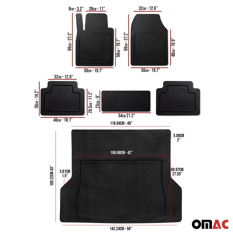 Subaru Outback Semi-Custom fit Floor Mats & Cargo Liner Waterproof Black