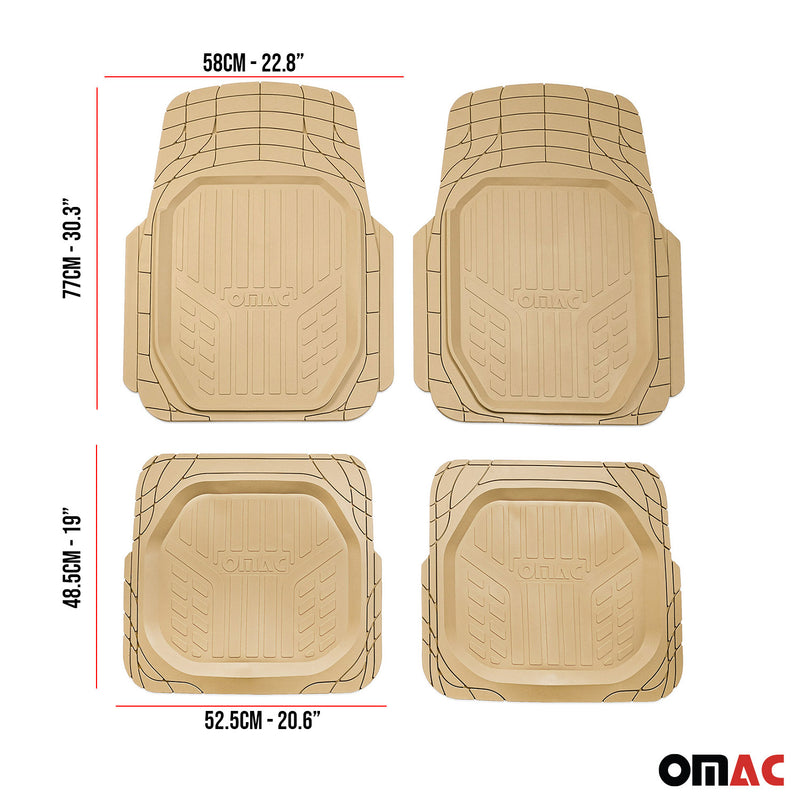 Fiat Heavy Duty Trim to fit Floor Mats Liner Tan All Weather 4Pcs