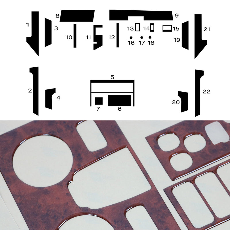 1989-1995 BMW 5 Series E34 Wooden Look Dashboard Console Trim Kit 22x