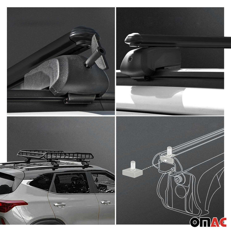 Roof Rack Flush Rail Cross Bars Carrier Anti-Theft Lockable 42" 2 Pcs Black