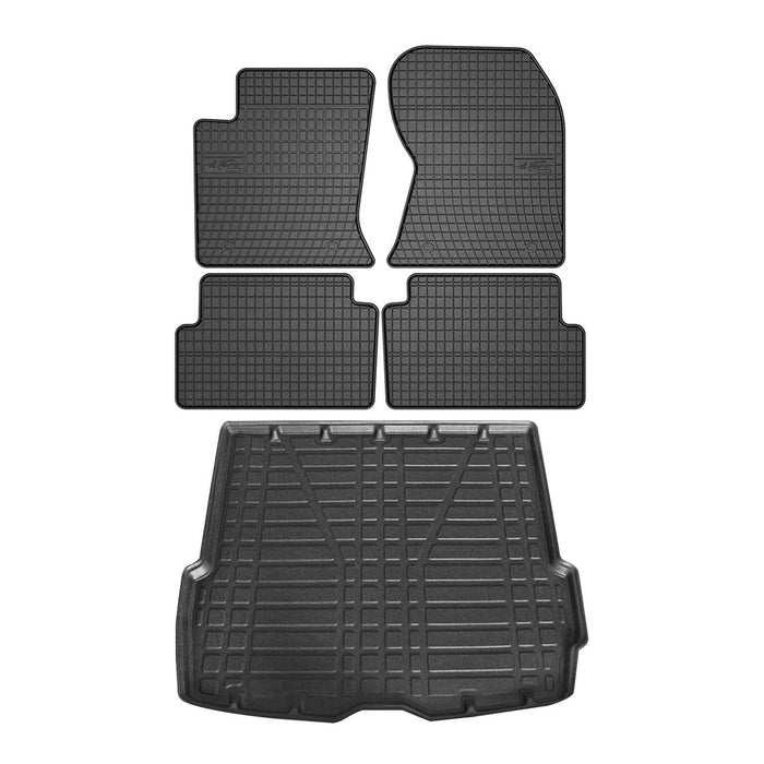 Floor Mats Cargo Liner Set for Ford Focus 1998-2004 Wagon Black All-Weather TPE