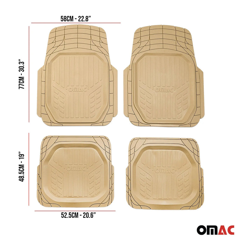 Semi-Custom fit Floor Mats Liner Waterproof for Ford Transit Connect Beige 4Pcs