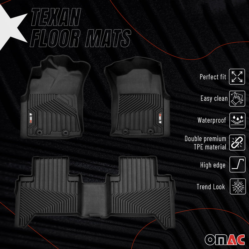 2005-2015 Toyota Tacoma Double Cab Premium Floor Mats Liners First and Second Row Set