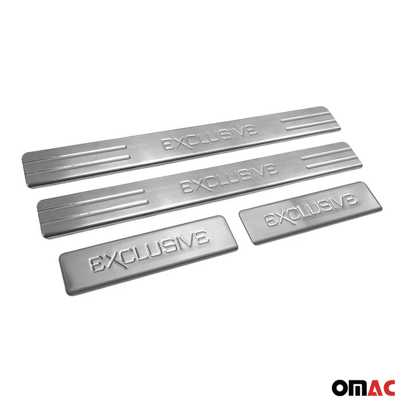 Dodge Door Sill Scuff Plate Scratch Protector Exclusive Steel Silver 4 Pcs