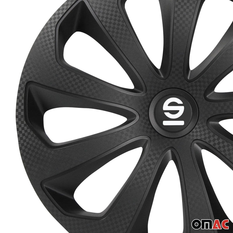 Sicilia Hub Caps Wheel Cover 14" Black Carbon Full Set 4 pcs.