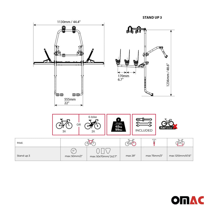 2012-2016 Honda CR-V Alu 3 Bike Rack Carrier Hitch Mount Black Grey