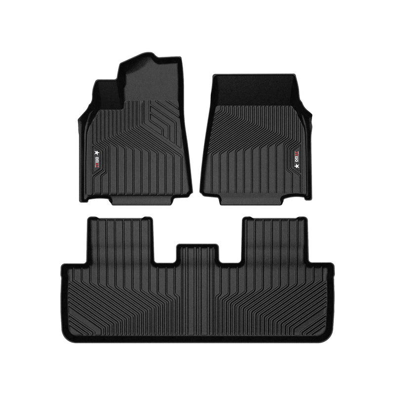 2022-2025 Tesla Model Y Premium Floor Mats Liners First and Second Row Set Black