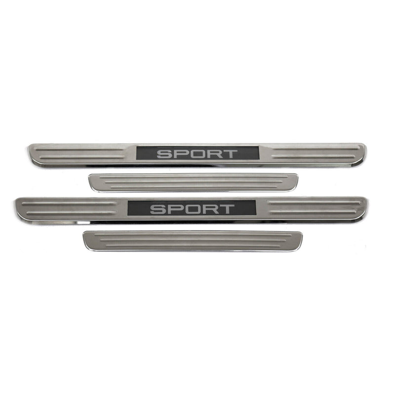 BMW 5 Series Door Sill Scuff Plate Illuminated Sport Steel Silver 4 Pcs