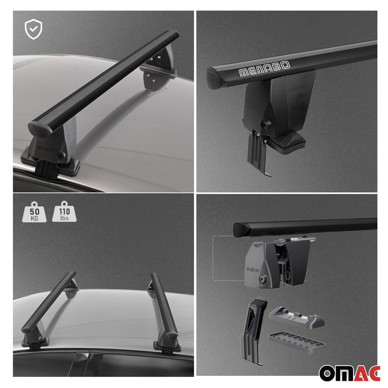 2001-2008 Audi A4 Sedan Roof Rack Cross Bars Black