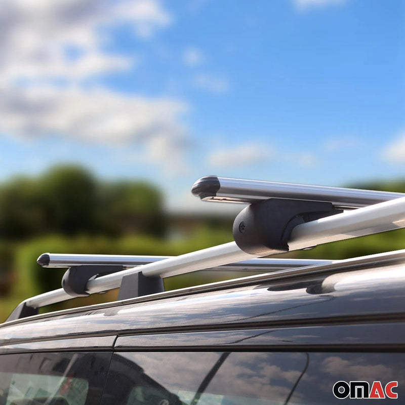 Bike Carrier Roof Rail Rack Cross Bars Luggage 47" Silver Aluminum Set