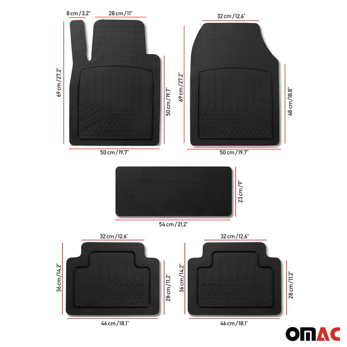 Trimmable Floor Mats Liner All Weather for Audi A3 RS3 S3 2022-2024 Black 5Pcs