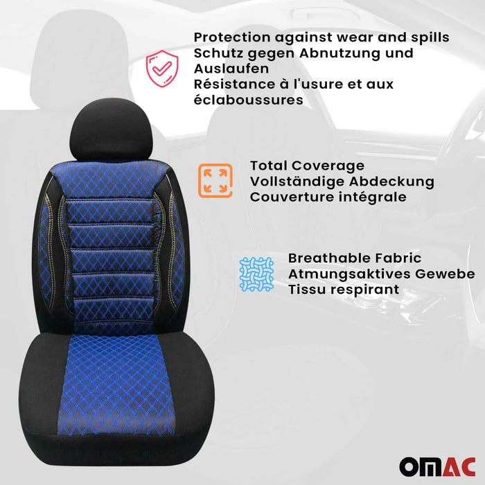 Front Car Seat Covers Protector for RAM Promaster 2014-2024 Black & Blue 2+1