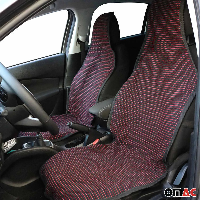 Audi Antiperspirant Front Seat Cover Pads Black Red 2 Pcs