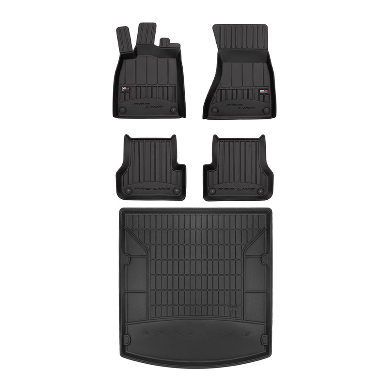 OMAC Premium Floor Mats & Cargo Liners for Audi A6 C7 Sedan 2012-2018 Black 5Pcs