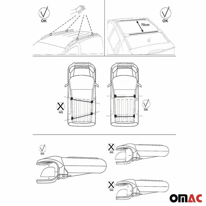 Roof Rack Cross Bars Luggage Carrier for Mercedes Metris 2016-2024 Alu Silver 2x