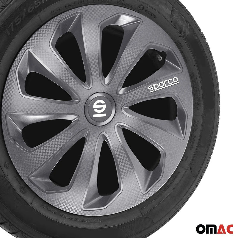 Sicilia Hub Caps Wheel Cover 16" Grey Carbon Full Set 4 pcs.