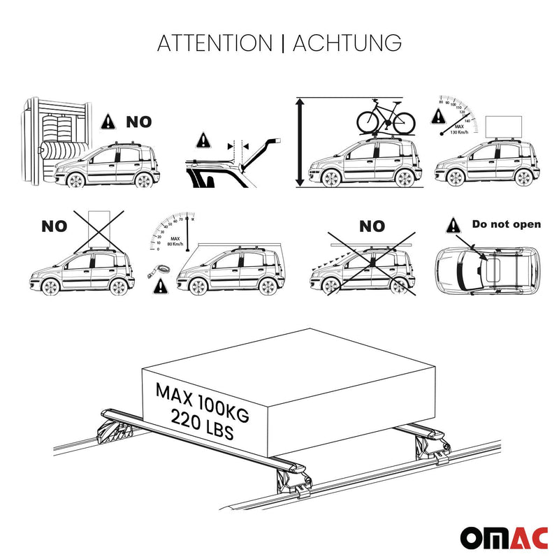 2007-2015 Audi Q7 Roof Rack Cross Bars Black