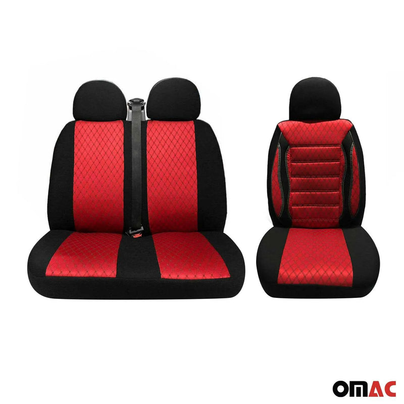 2016-2024 Mercedes Metris Front Car Seat Covers Protector Black Red 2+1 Set