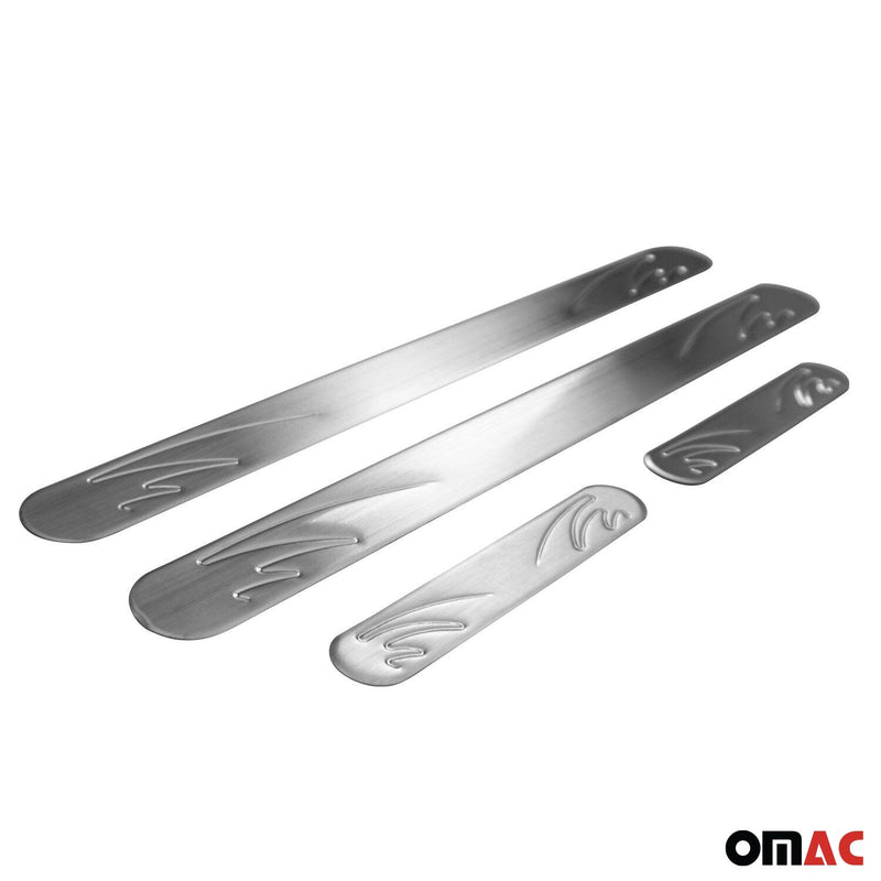 Volvo Door Sill Scuff Plate Scratch Protector Steel Silver Wave 4 Pcs