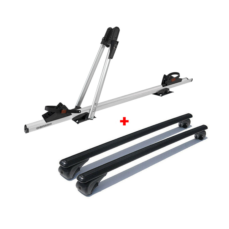 Bike Carrier Roof Rail Rack Cross Bars Luggage 54" Black Aluminum Set