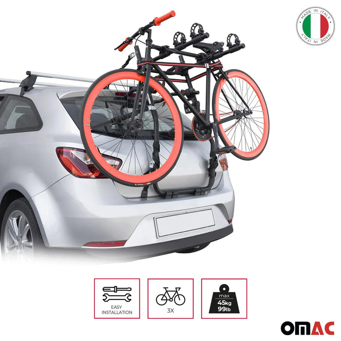 3 Bike Rack Trunk Mount Bicycle Carrier Durable Steel Car Truck SUV