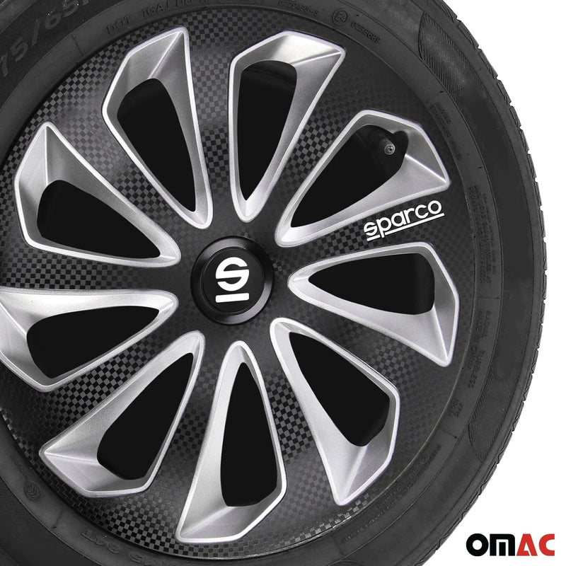 Sicilia Hub Caps Wheel Cover 16" Black Carbon & Grey Full Set 4 pcs.