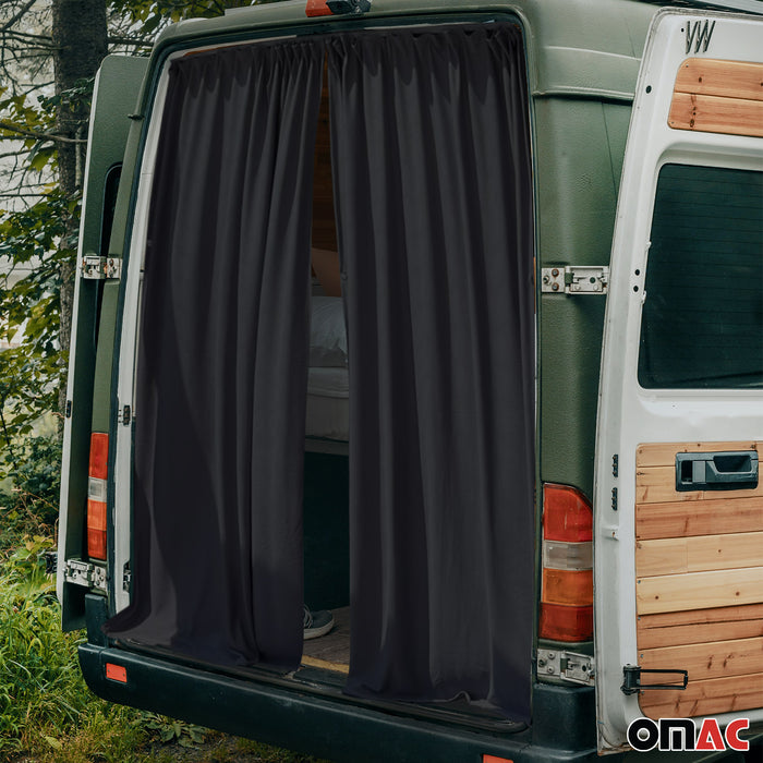 Trunk Tailgate Curtains for GMC Savana Black 2 Privacy Curtains