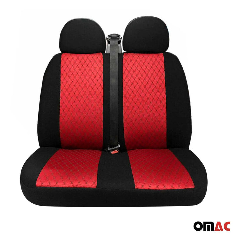 2016-2024 Mercedes Metris Front Car Seat Covers Protector Black Red 2+1 Set