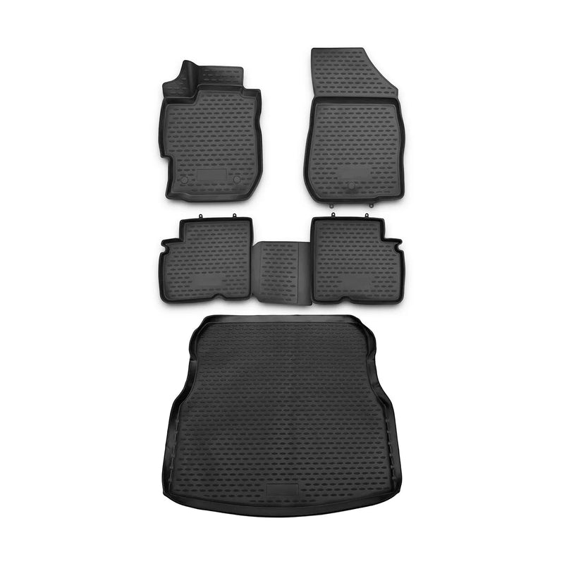 2012-2019 Nissan Versa Floor Mats & Cargo Liner Full Set All Weather Black