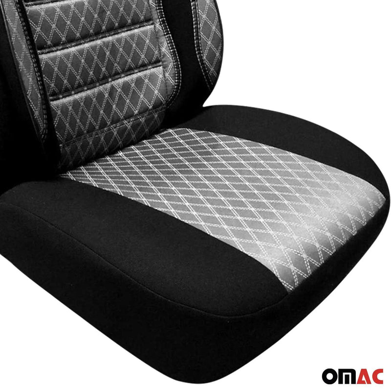 BMW Front Car Seat Covers Protector Polycotton Gray Black 1Pc