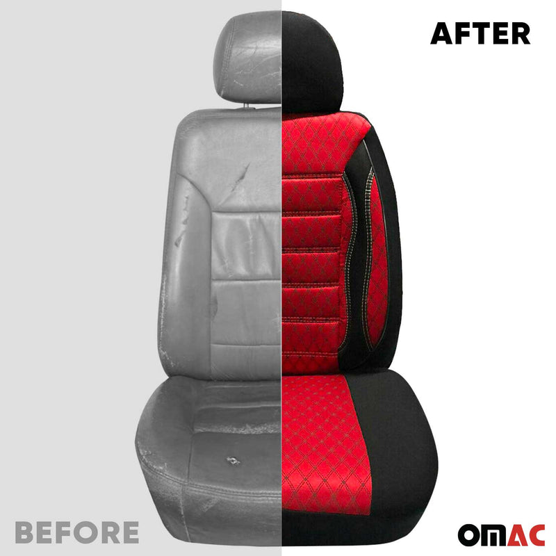 Front Car Seat Covers Protector for VW Eurovan 1993-2003 Black Red 2+1 Set