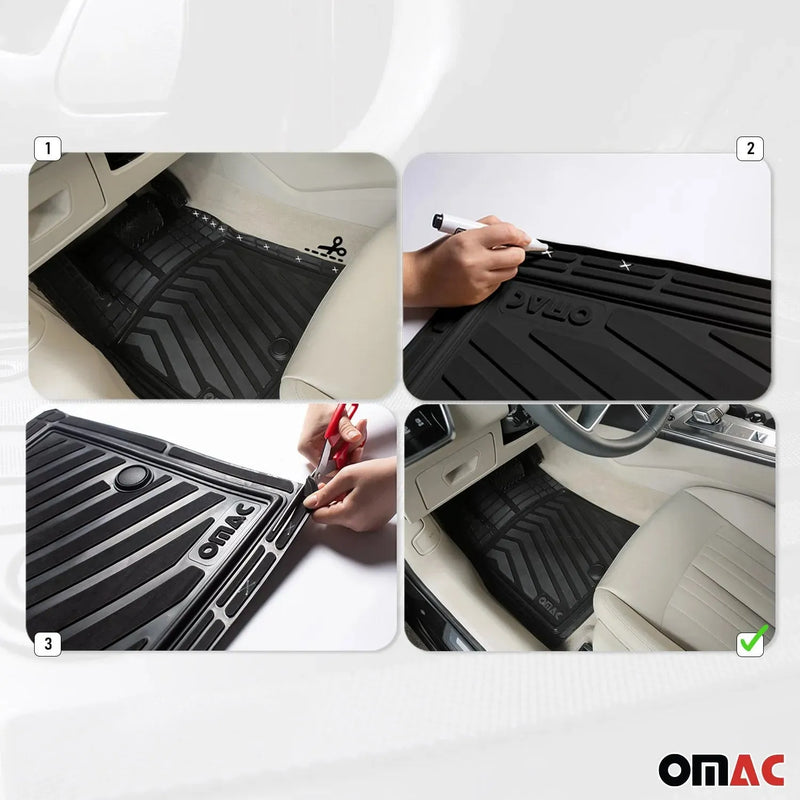 OMAC All Weather Floor Mats 5 Pcs. Fits Tough Rubber Deep Dish Semi-Custom fit