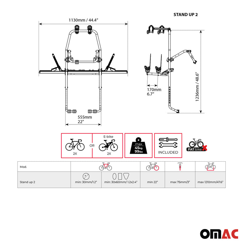 2007-2012 Toyota Yaris Alu 2 Bike Rack Carrier Hitch Mount Black Gray