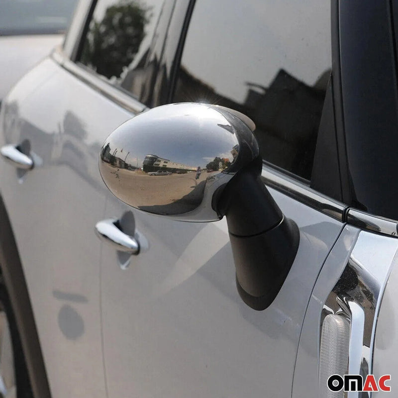 Side Mirror Cover Caps Fits Mini Cooper Clubman R55 2008-2014 Steel Silver 2 Pcs - OMAC USA