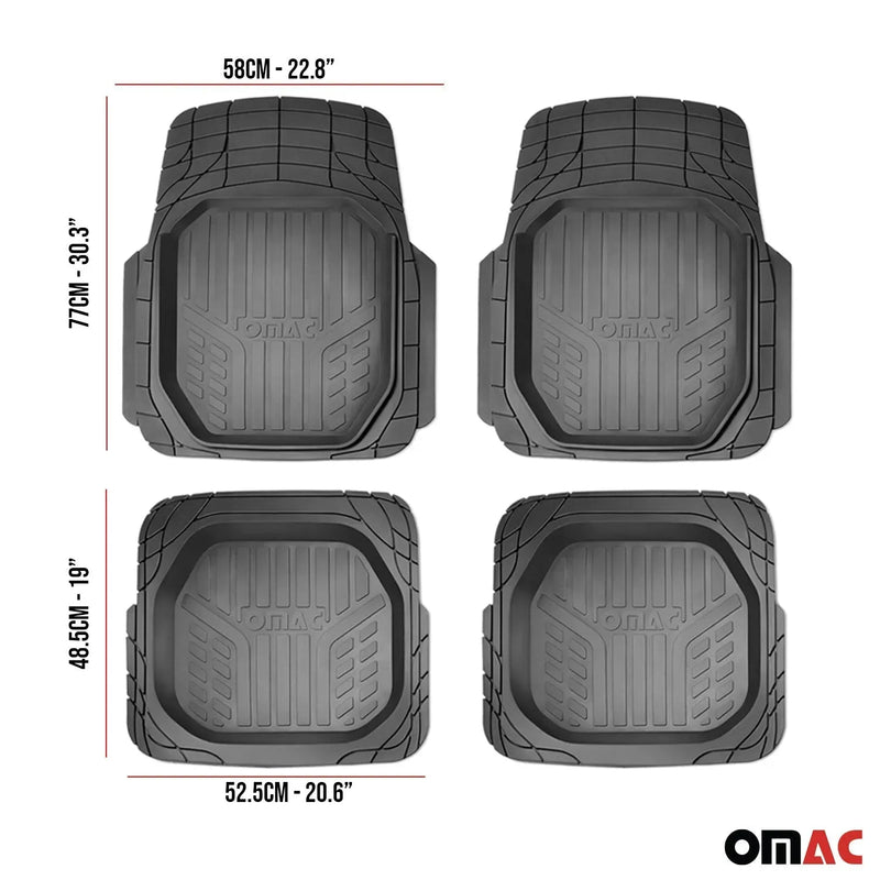 Semi-Custom fit Floor Mats Liner Waterproof for Honda Civic Black All Weather 4x